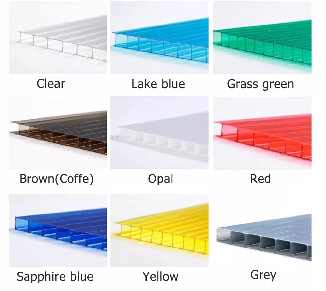 Colored Sun Sheet for Green House UV Protection Plastic Roofing Panel PC Hollow Sheet