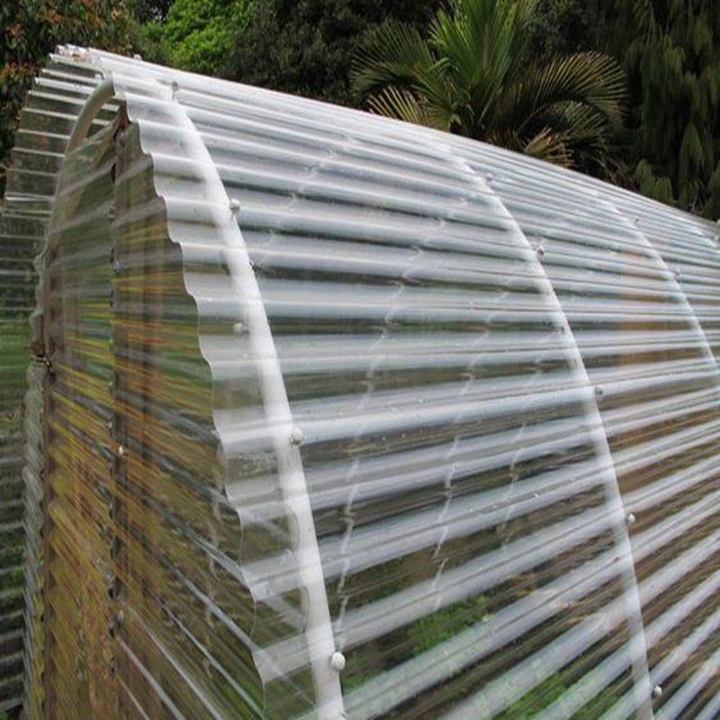 UV Resistant Corrugated Transparent Clear Colored Rain Cover Plastic PC Roofing Sheet for Shed Building Material